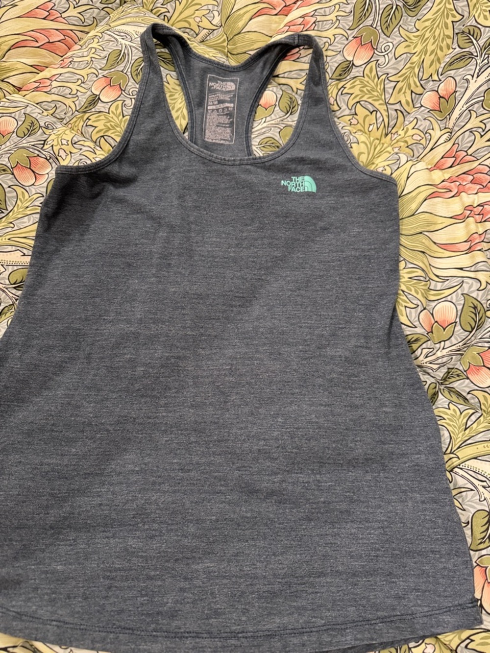 The North Face Charcoal Racerback Tank with Mint Logo